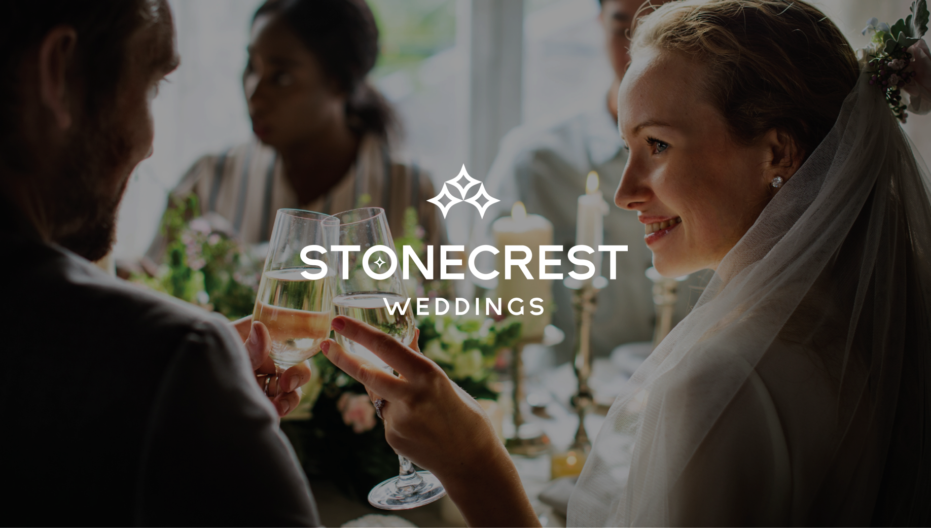 Bride and groom celebrating at their wedding reception